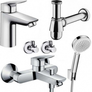 Набор смесителей Hansgrohe Logis 100, с вентилями и сифоном, 711714510